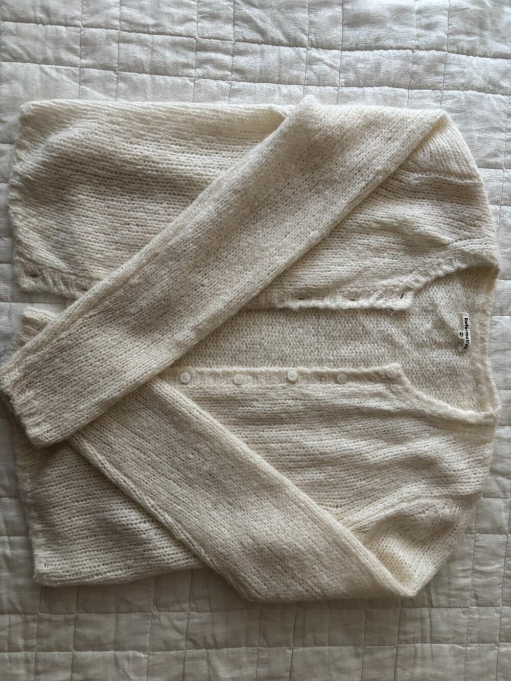 Reformation Clara Cardigan in White - Picture 2 of 4